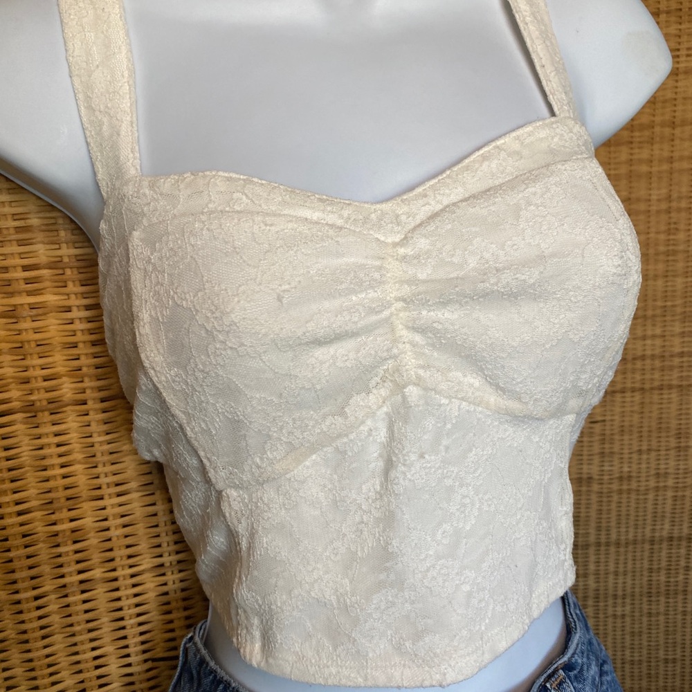 Y2K Cream Lace Bustier Top